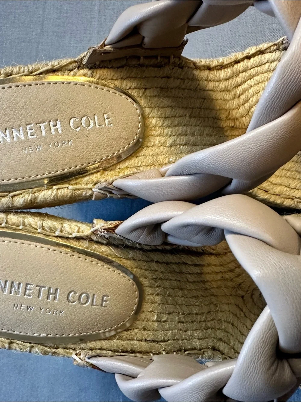 Kenneth Cole Braided Tan Espadrille Wedge‎ Sandals